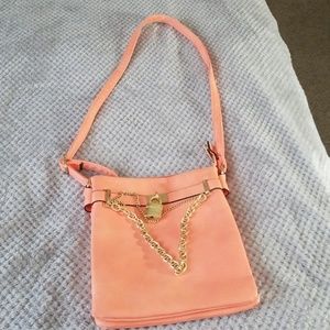 Light orange faux leather crossbody bag